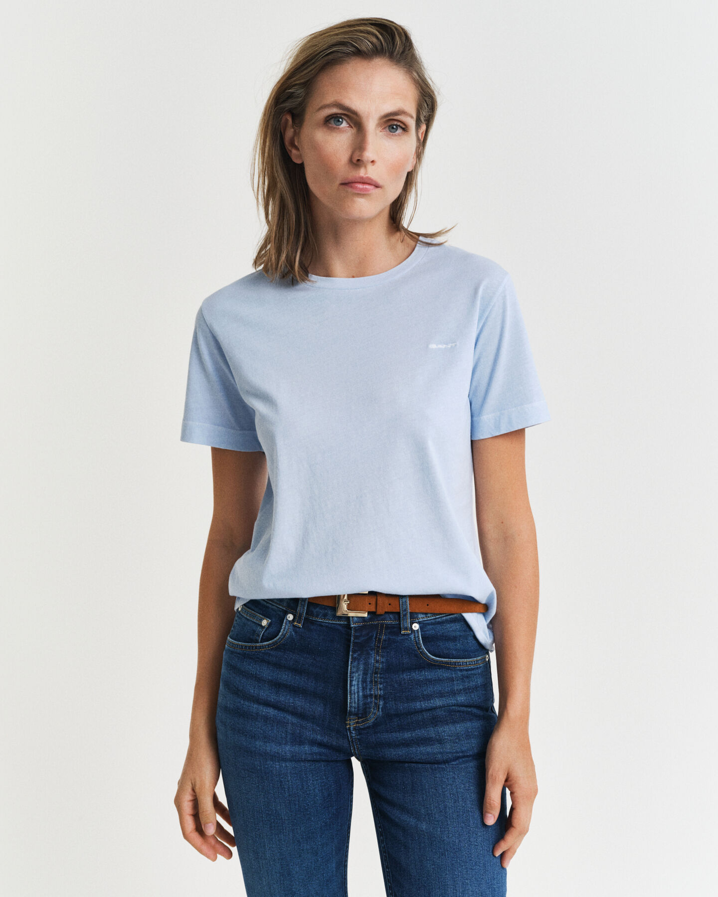 Sunfaded T-shirt met ronde hals