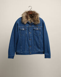 Wrangler x GANT denim jack met nepbont