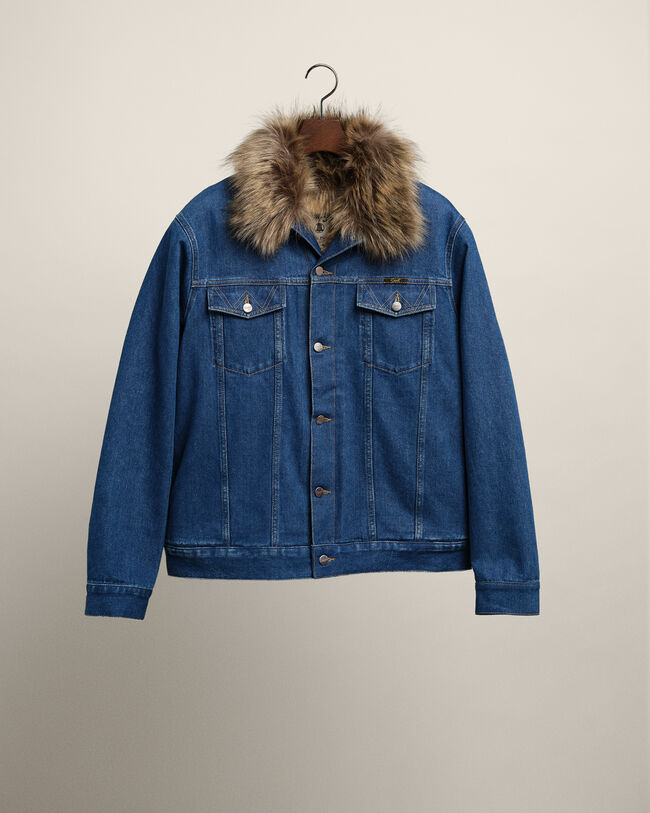 Wrangler x GANT denim jack met nepbont