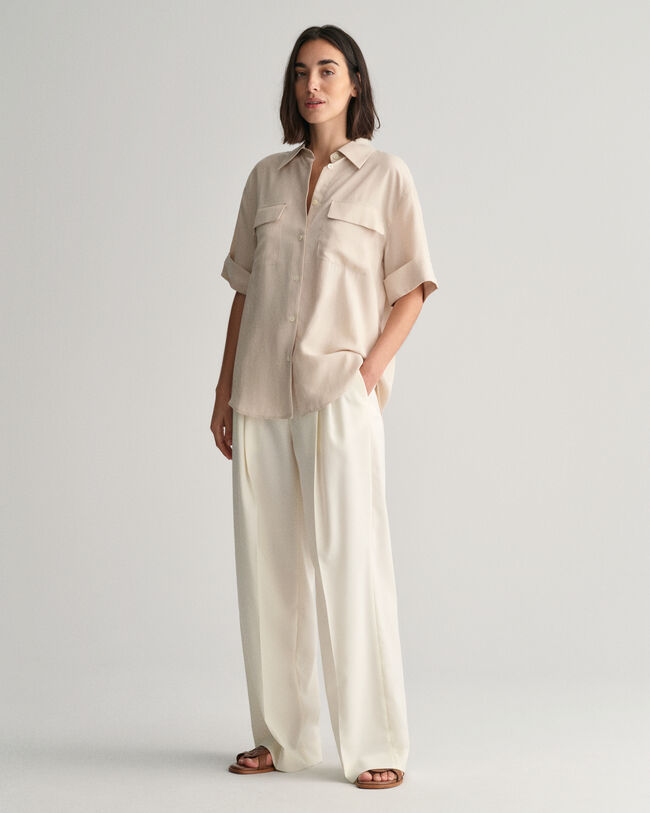 Relaxed Fit Pocket Detail blouse met korte mouwen