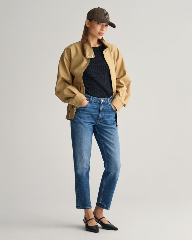 Textured sweater met ronde hals en korte mouwen