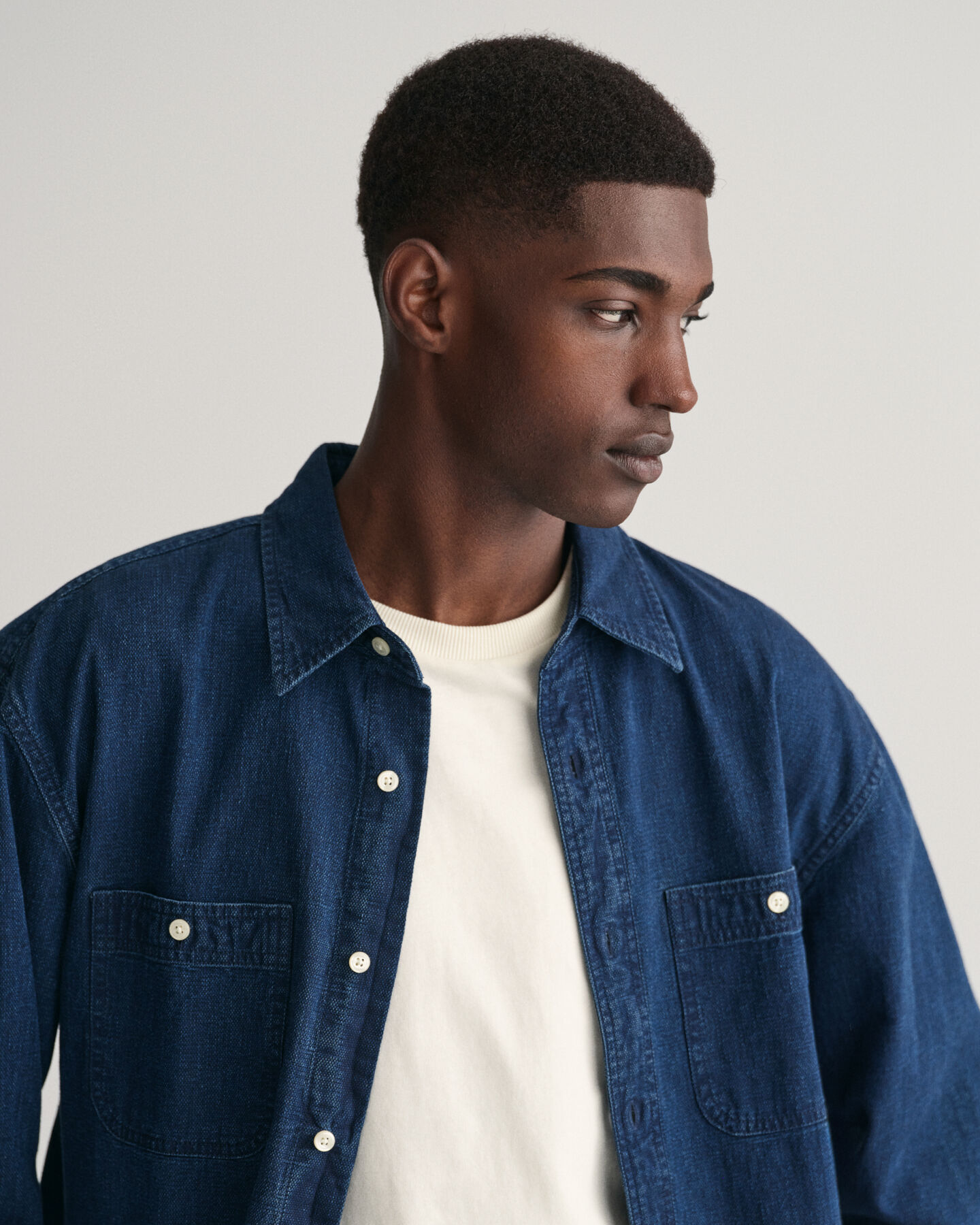 Relaxed Fit Indigo Textured overhemd