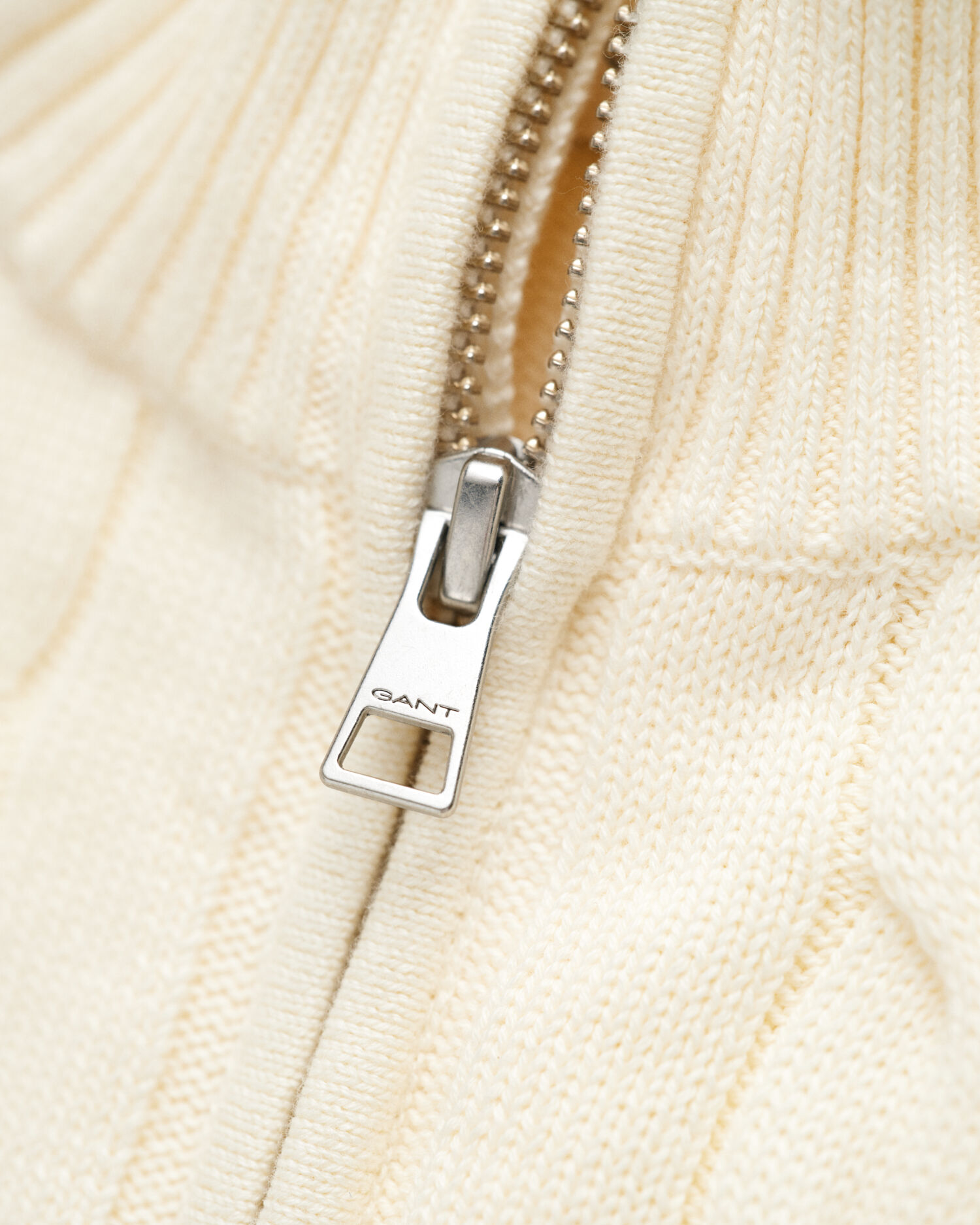 Teens kabelgebreide trui met korte rits van katoen