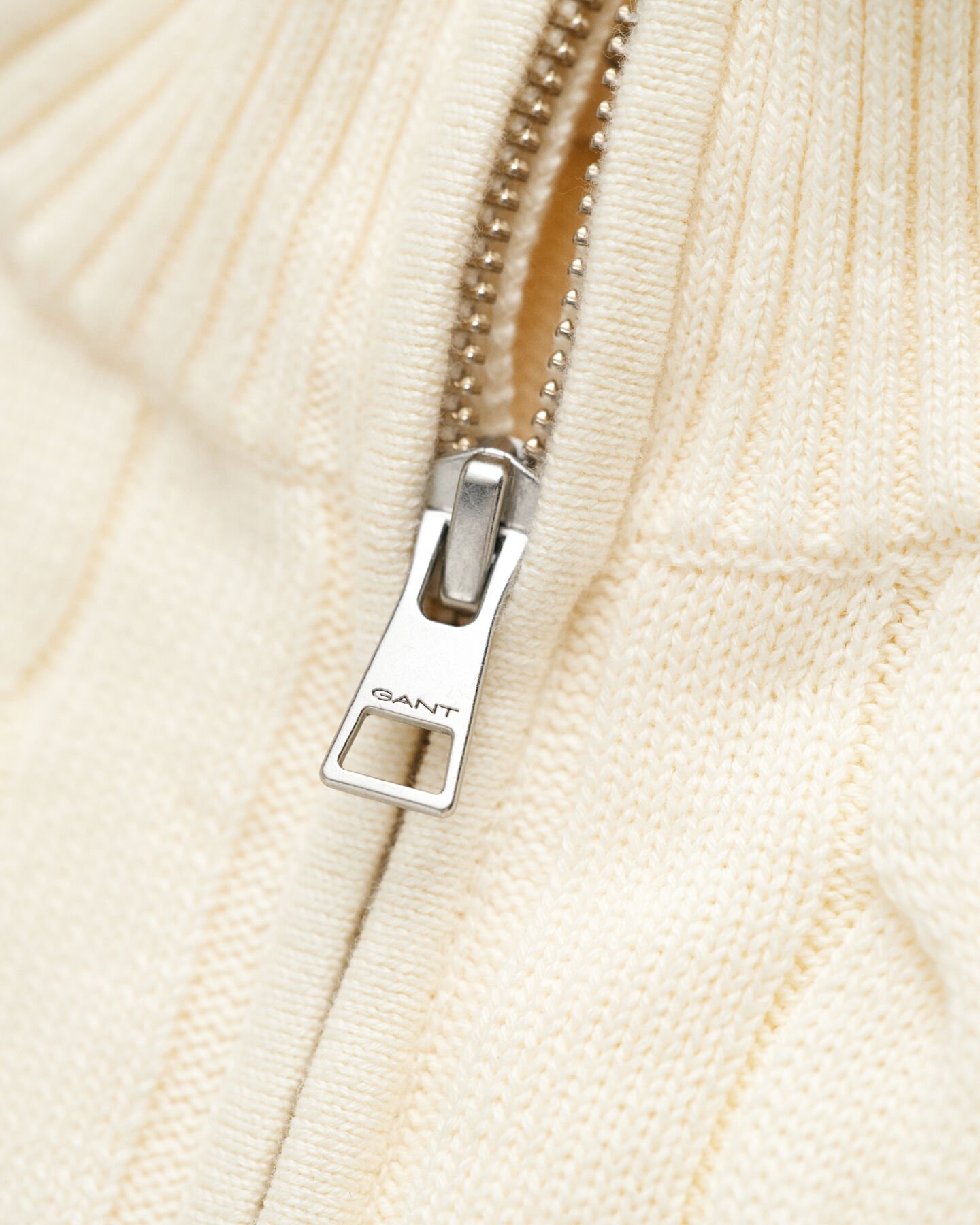 Teens kabelgebreide trui met korte rits van katoen