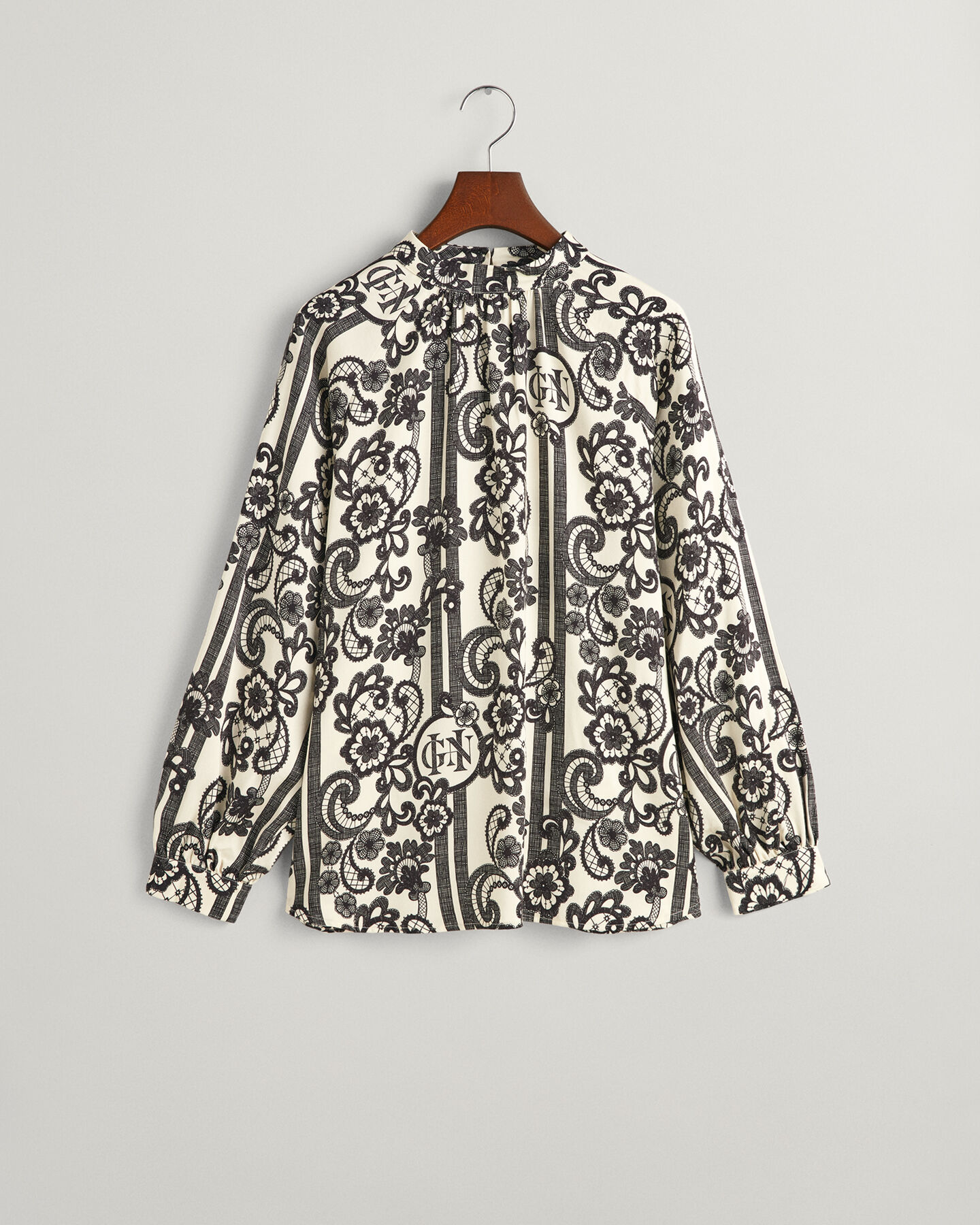 Lace Print blouse met col