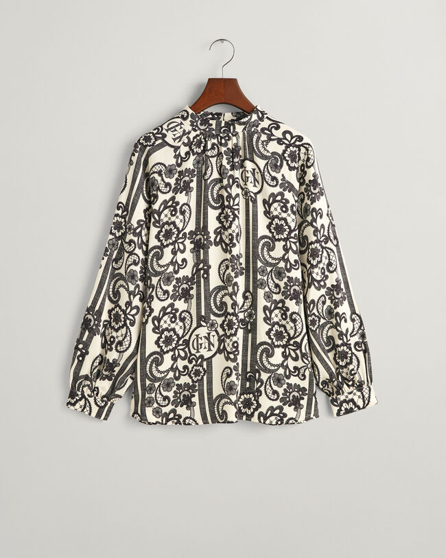 Lace Print blouse met col