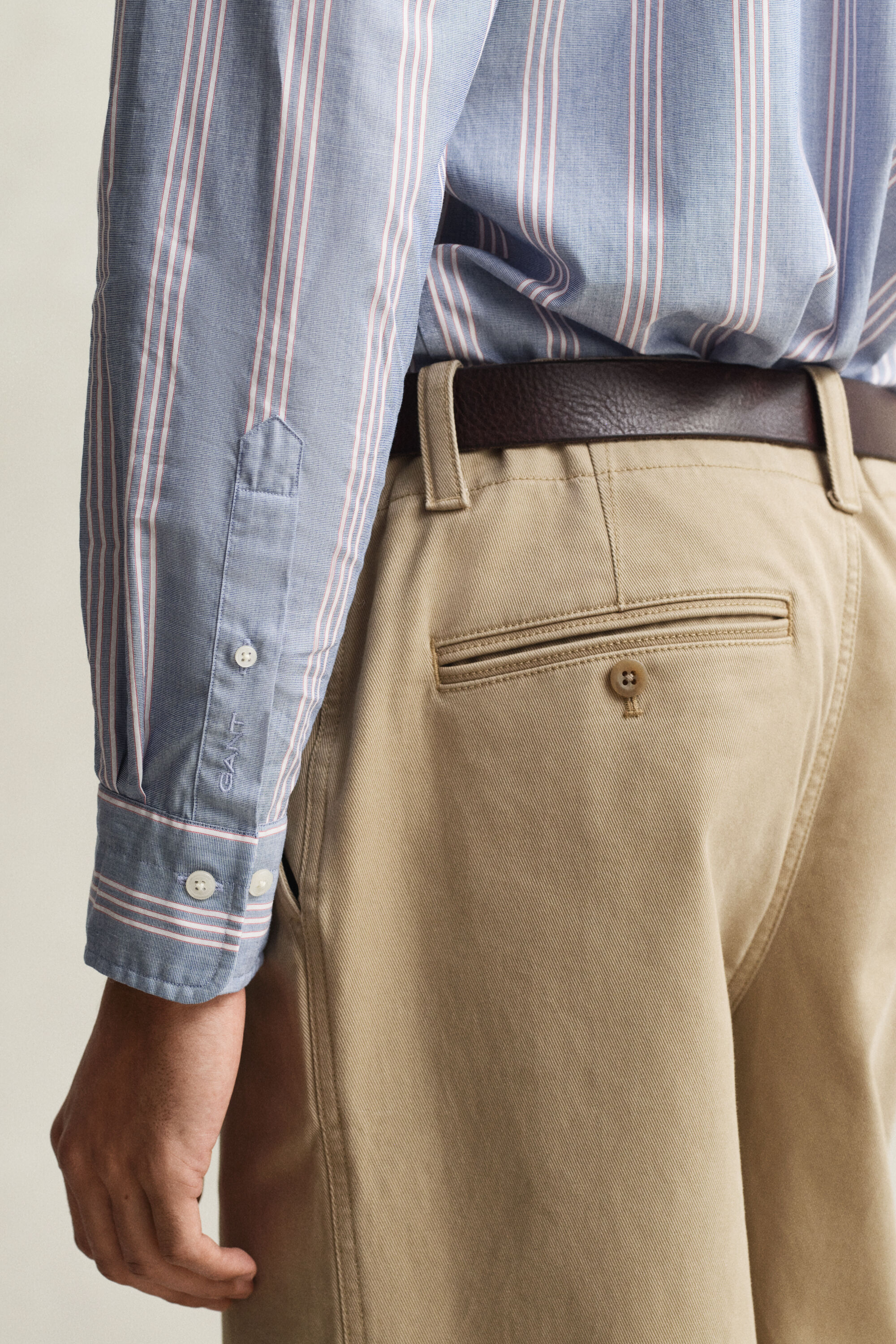 Regular Fit fil-à-fil poplin overhemd met strepen