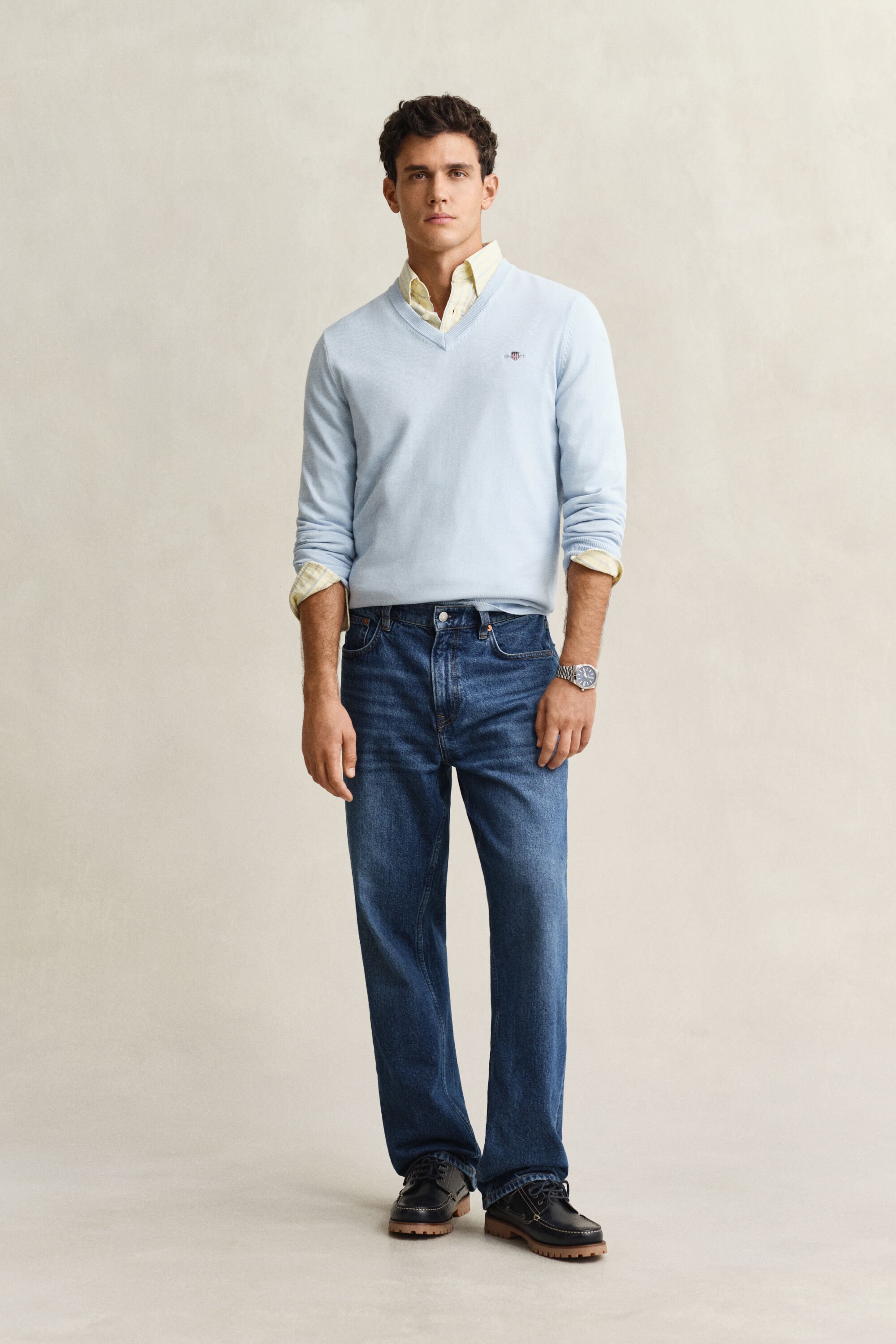 Klassieke sweater van katoen met V-hals