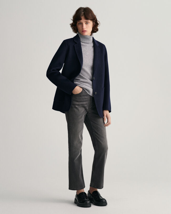 Met de hand gestikte rechte blazer