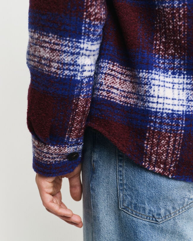 Geruit overshirt van wolmix