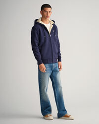 Sherpa fleece hoodie van sweatstof met ritssluiting