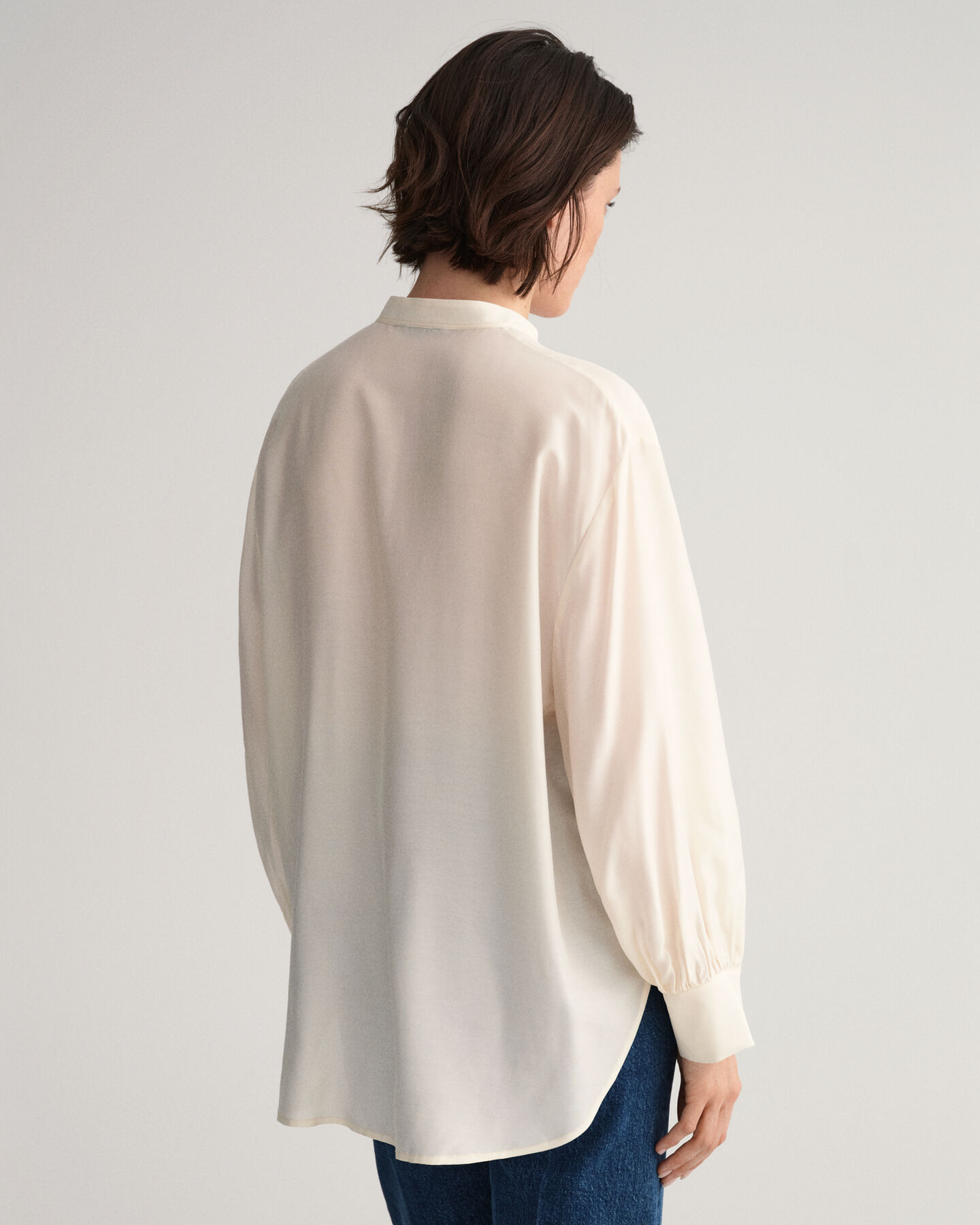 Popover blouse van lyocell en zijde