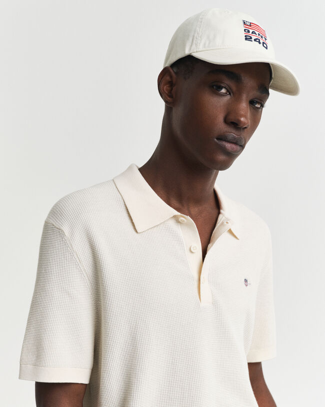 Micro Textured poloshirt van katoen