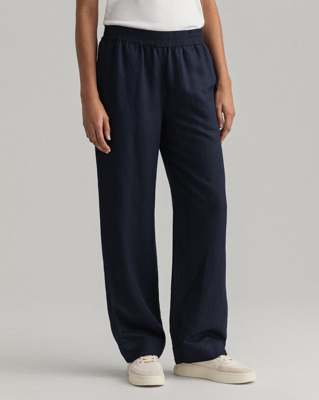 Broek zonder sluiting van linnen en viscose