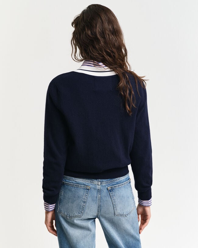 Contrast trui met V-hals