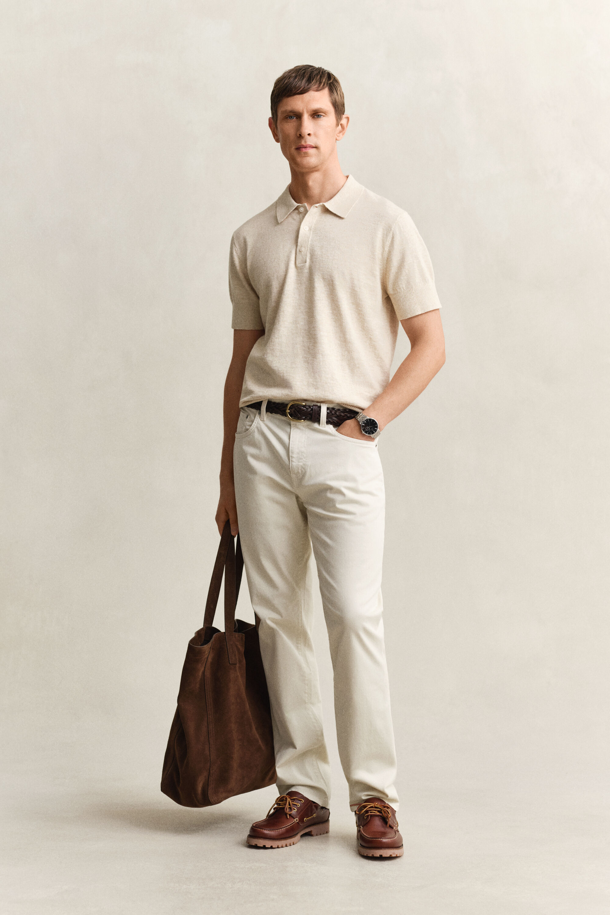 Polotrui met korte mouwen van ruwe katoenmix