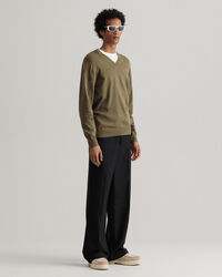 Classic sweater van katoen met V-hals