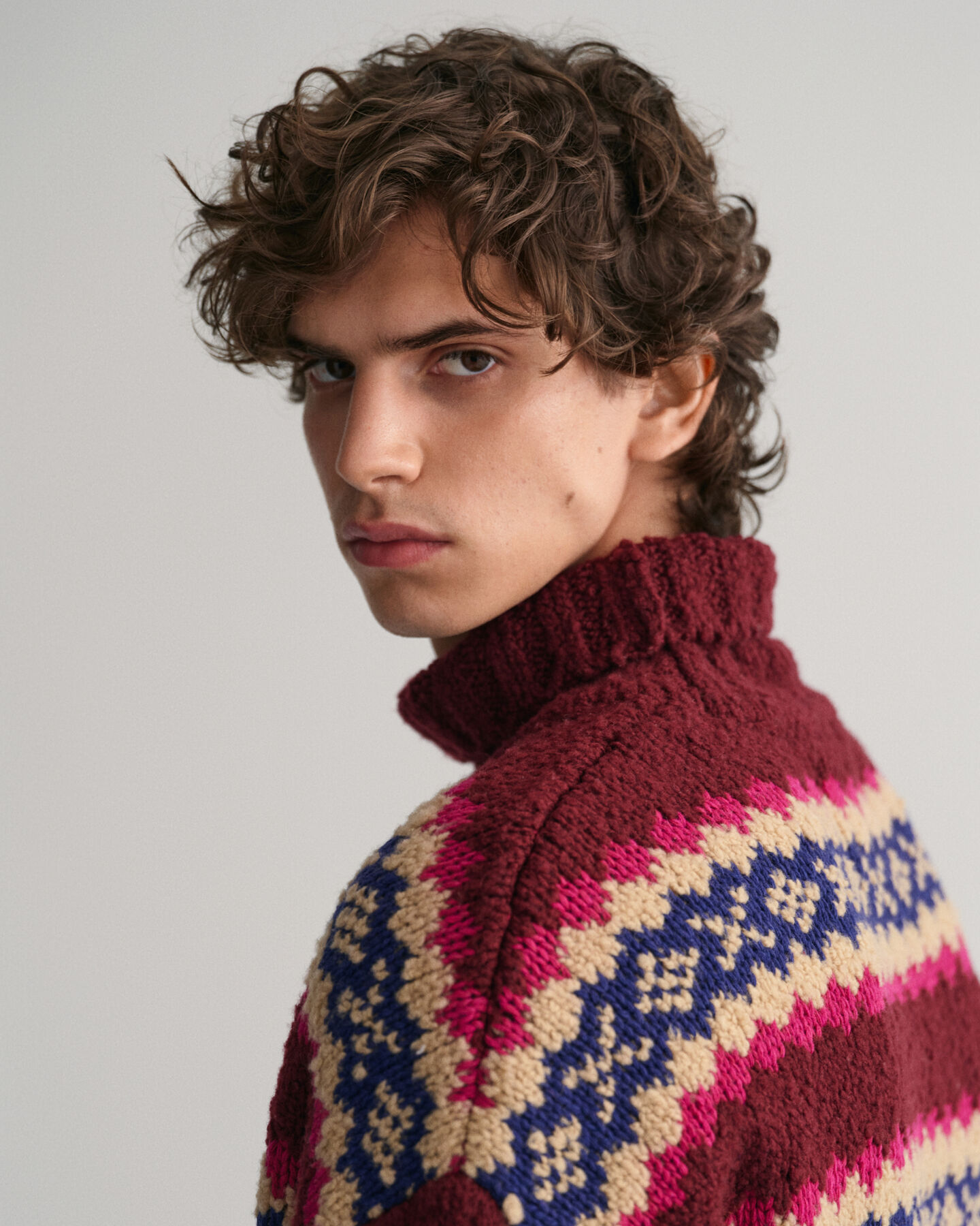 Fair Isle trui met trechterhals