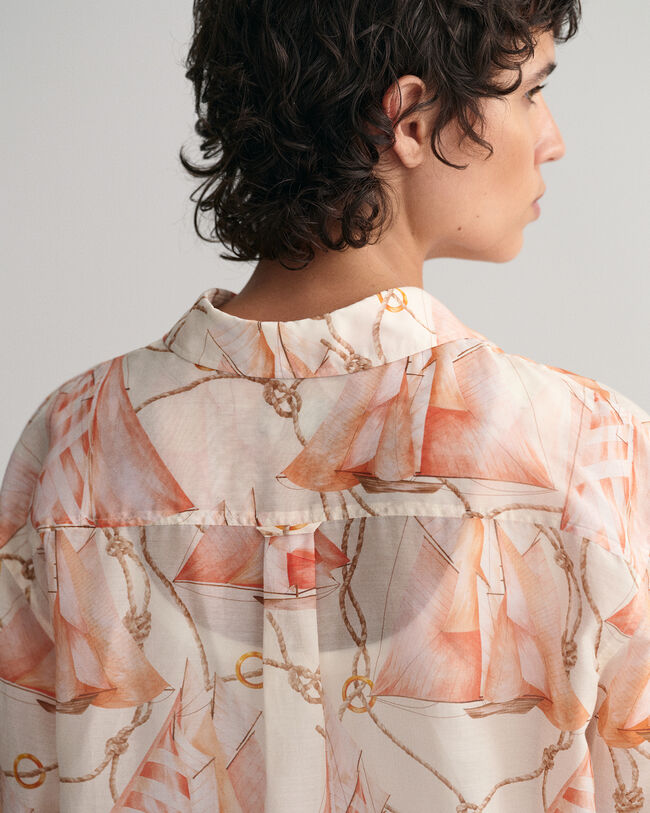 Relaxed Fit Sailing Print overhemd van katoen en zijde