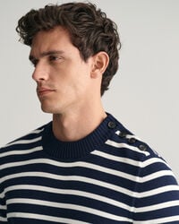 Breton Striped Shiny trui van katoen met ronde hals