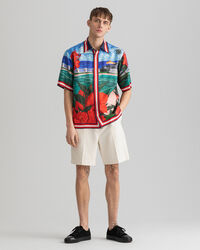 Regular Fit Scenery overhemd met korte mouwen van zijde