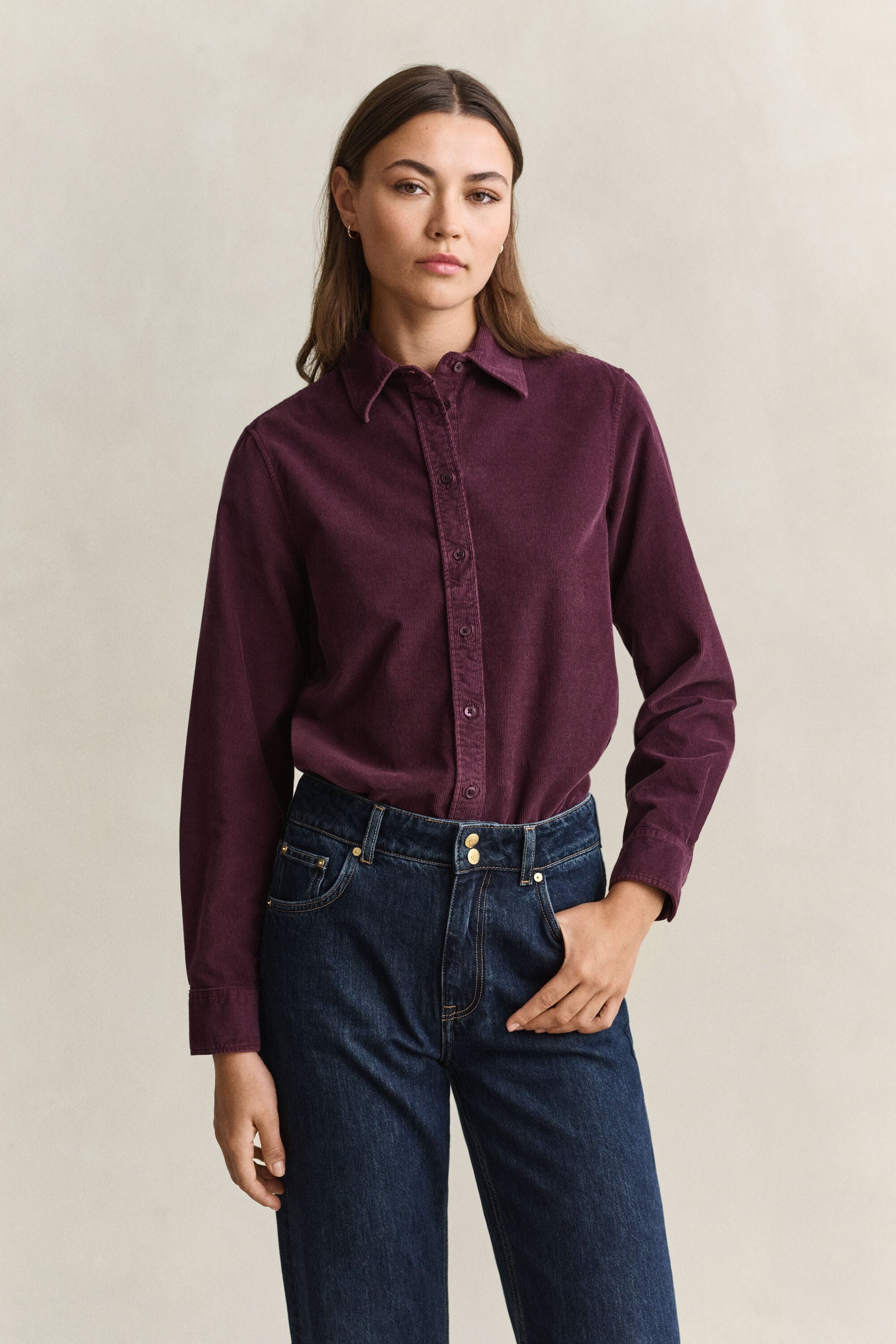 Regular corduroy overhemd