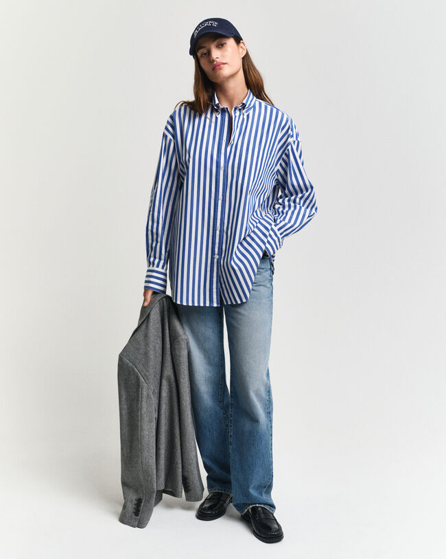 Oversized Classic gestreept overhemd van poplin