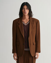 Oversized kostuumblazer van wolcrêpe