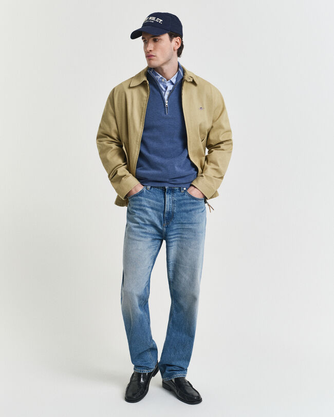 Sweater van katoenpiqué met korte rits