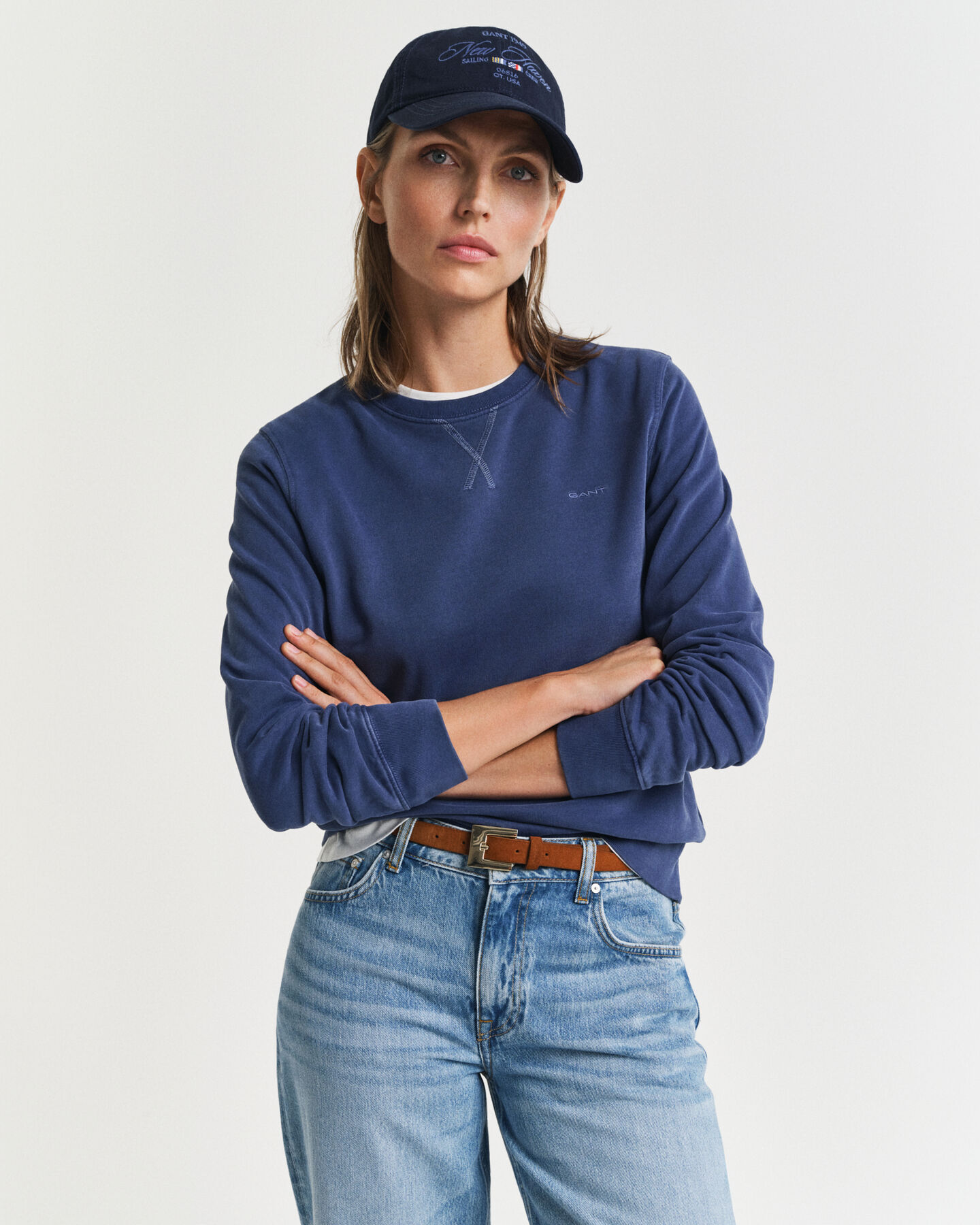 Sunfaded sweatshirt met ronde hals