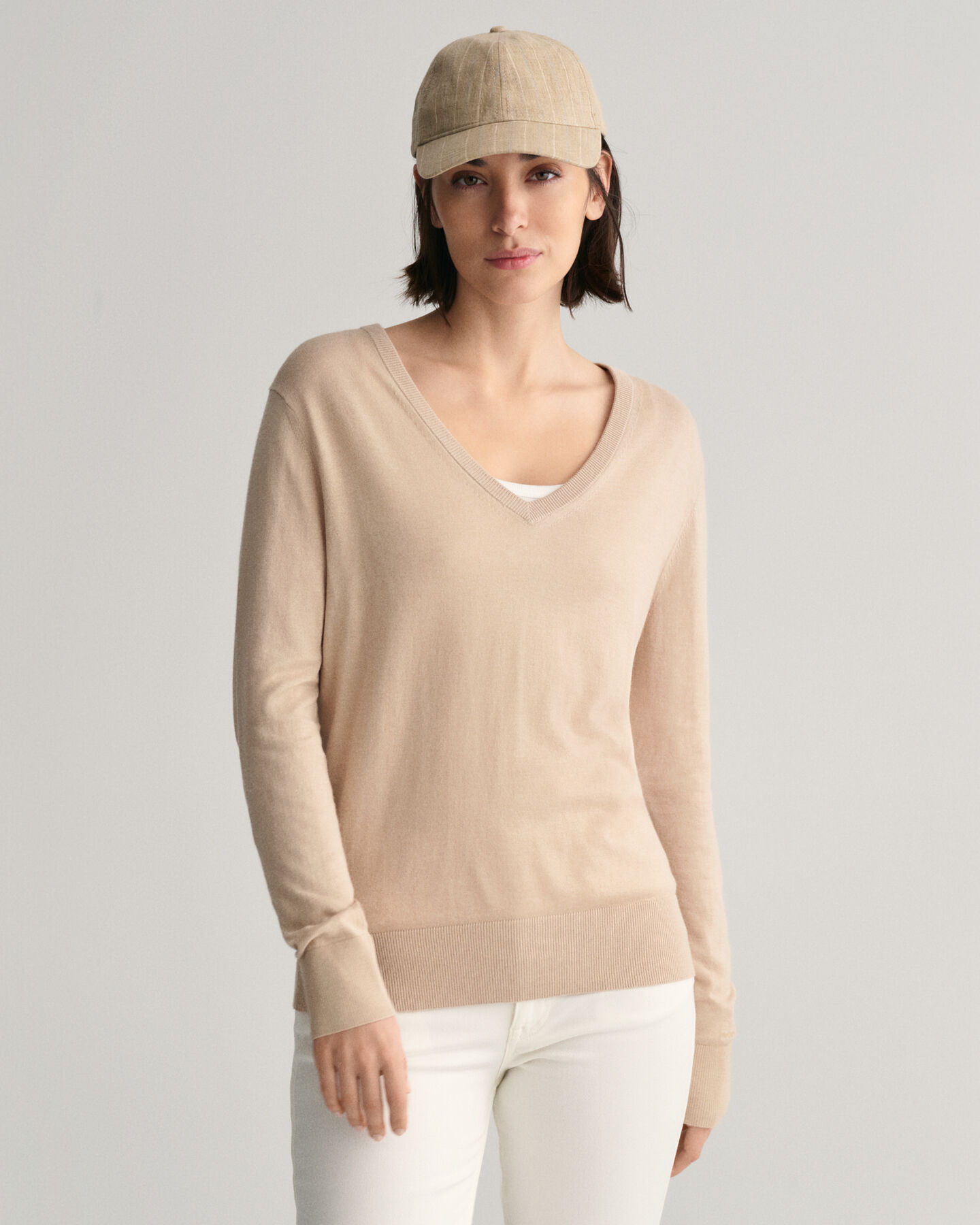 Gestreepte linnen pet