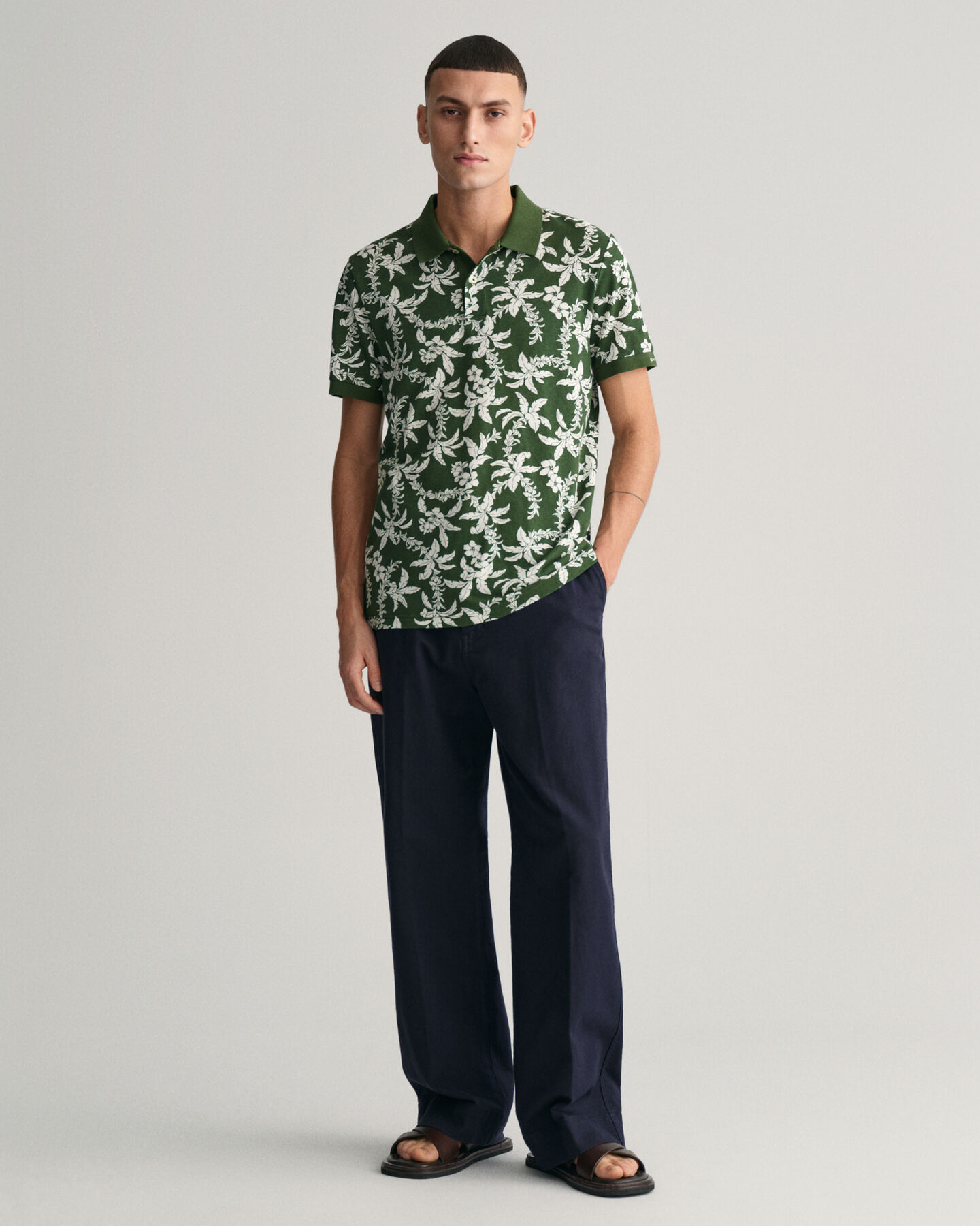 Palm Lei Print piqu&eacute; poloshirt
