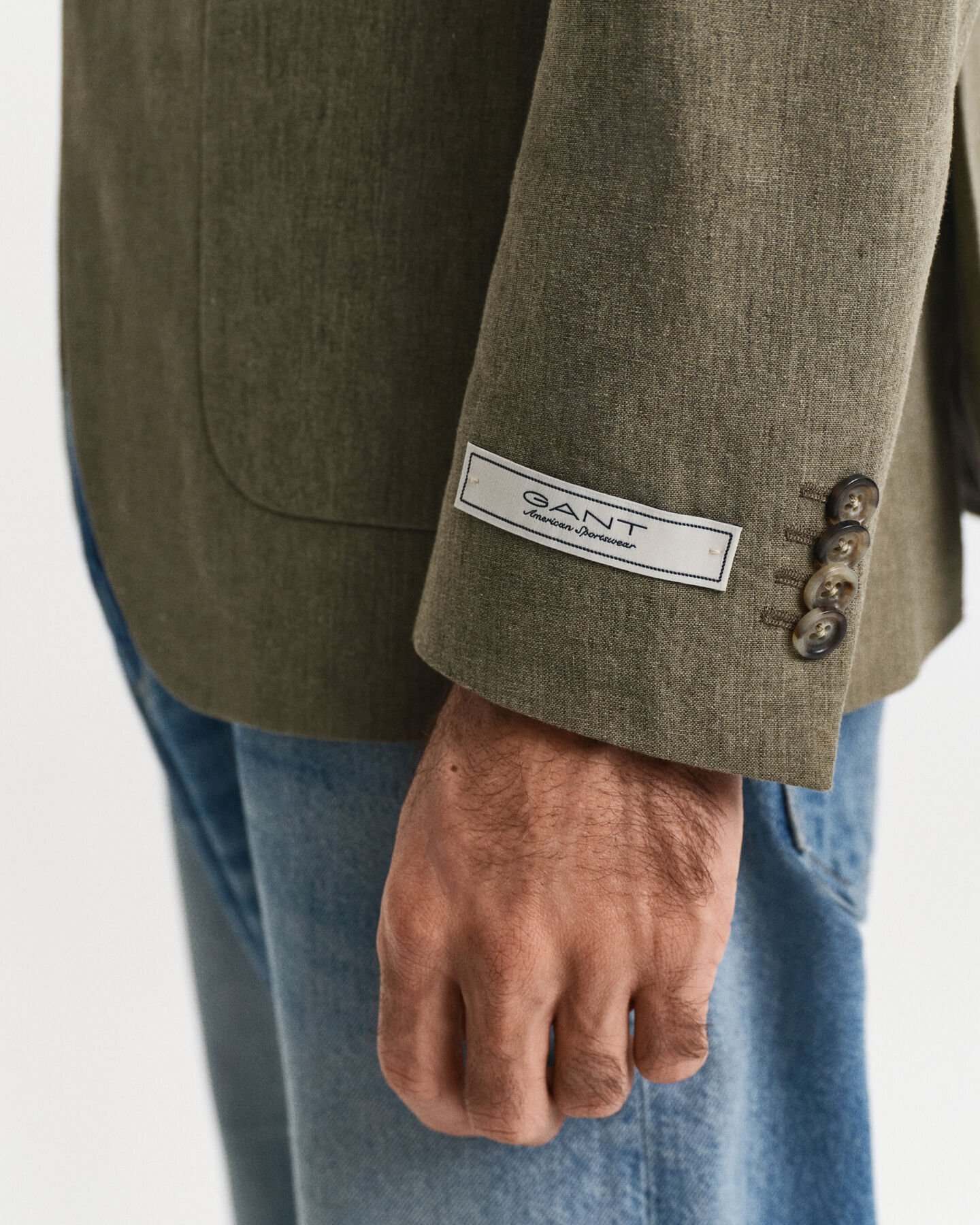 Slim Fit kostuumjasje van katoen en linnen