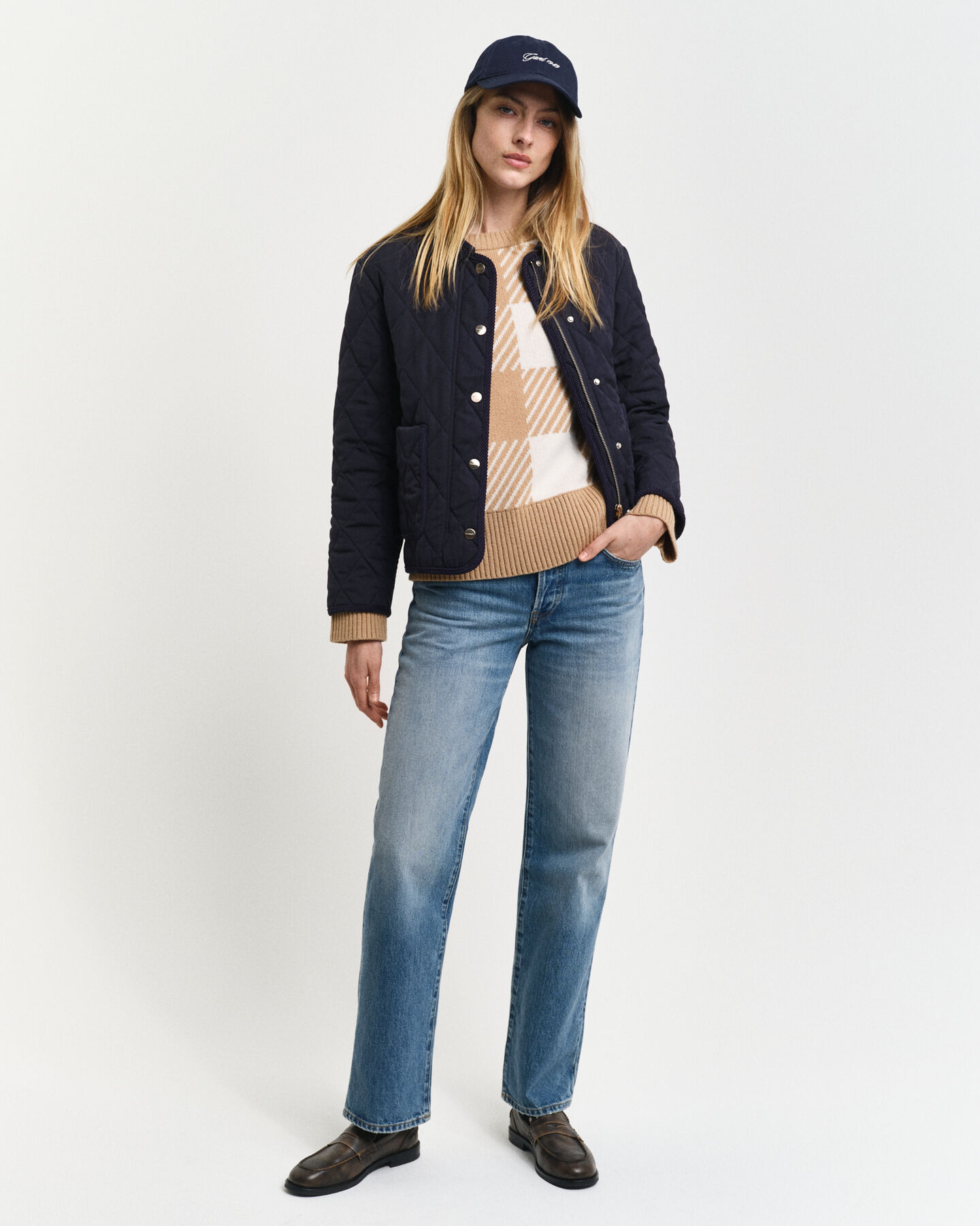 Trui met ronde hals en buffalo-ruitje