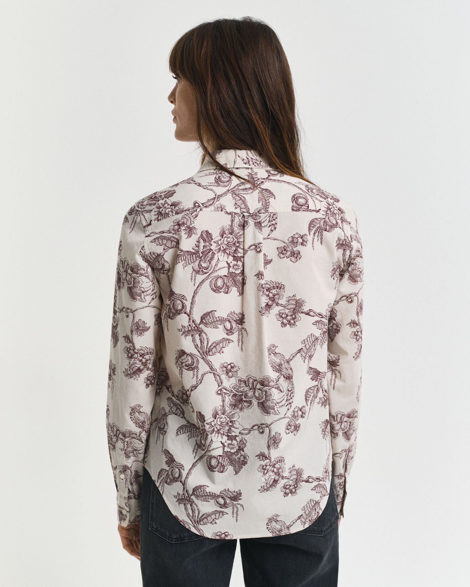 Regular Fit overhemd met boomprint van katoenvoile