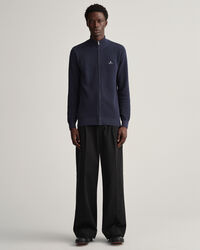 Trui van katoenpiqué met korte rits