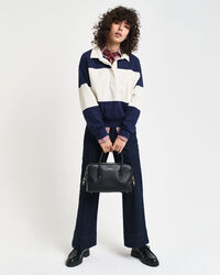 Rugger met piqué-textuur en kleurblokken