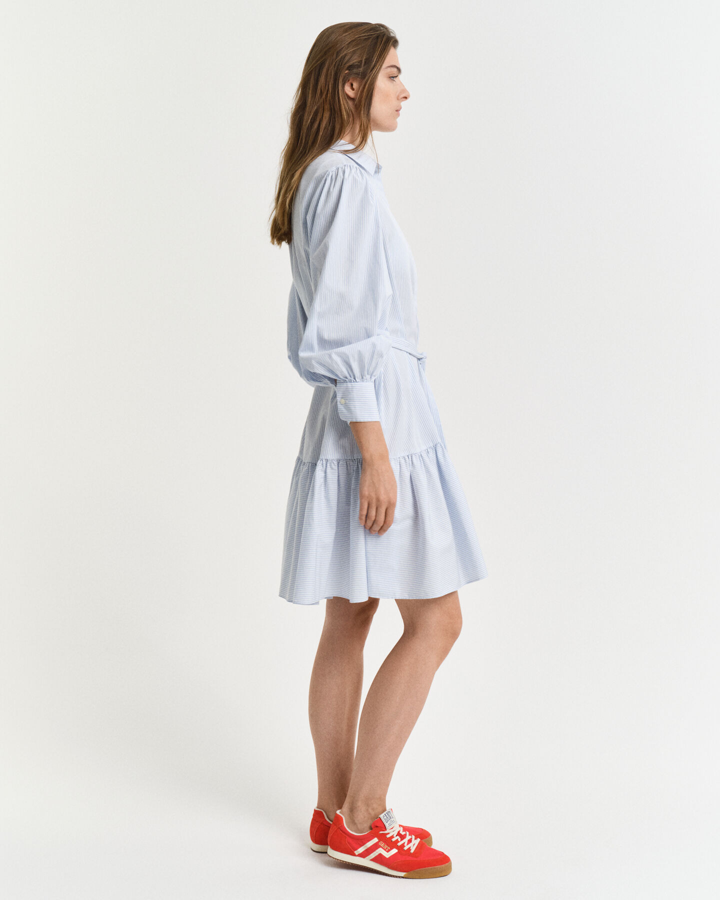 Gestreepte klassieke poplin jurk