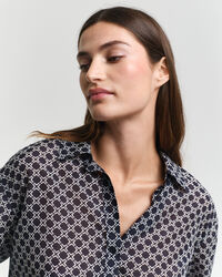 Relaxed Fit overhemd met geometrische print van katoen en zijde