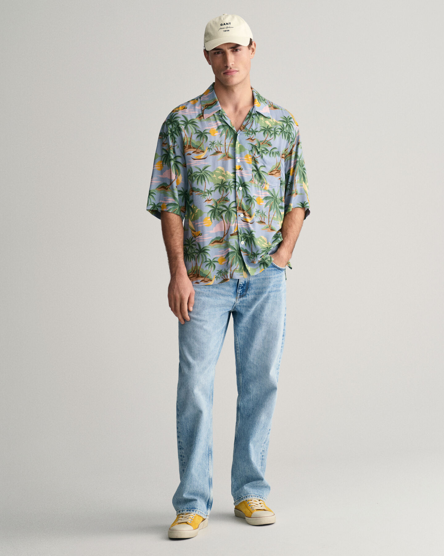 Regular Fit Hawaiian Print overhemd met korte mouwen
