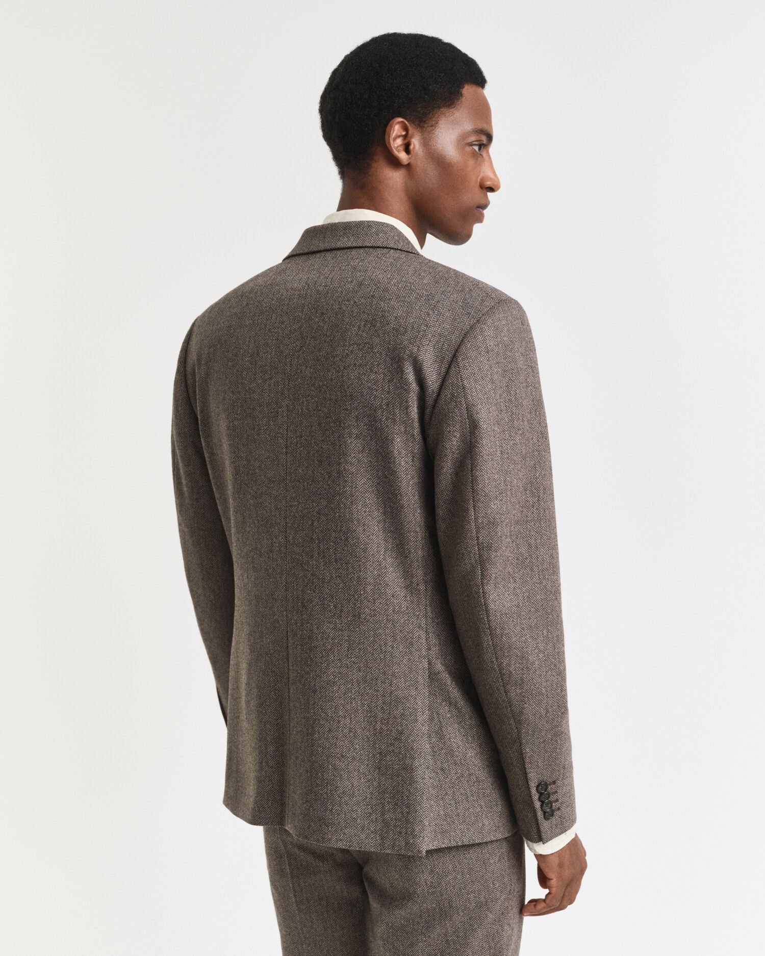 Slim Fit flanellen kostuumjasje met visgraatmotief