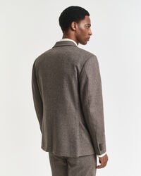 Slim Fit flanellen kostuumjasje met visgraatmotief