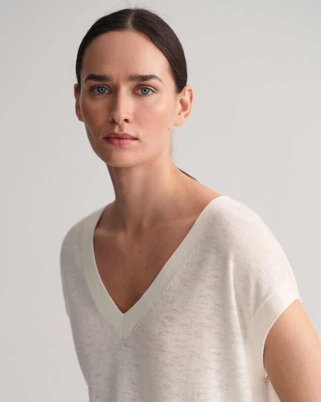 Spencer met V-hals van linnenmix