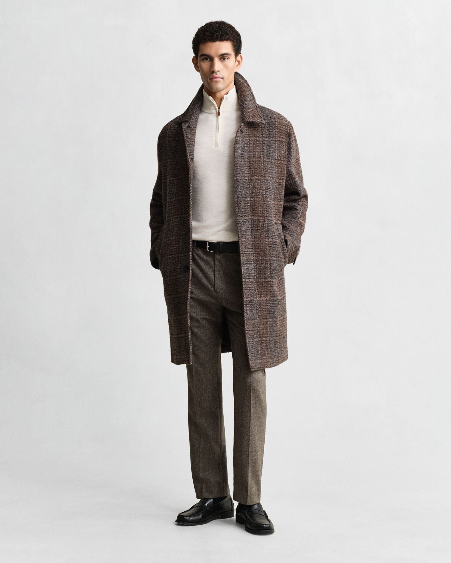 Trui met korte rits van extra fijne merinoswol