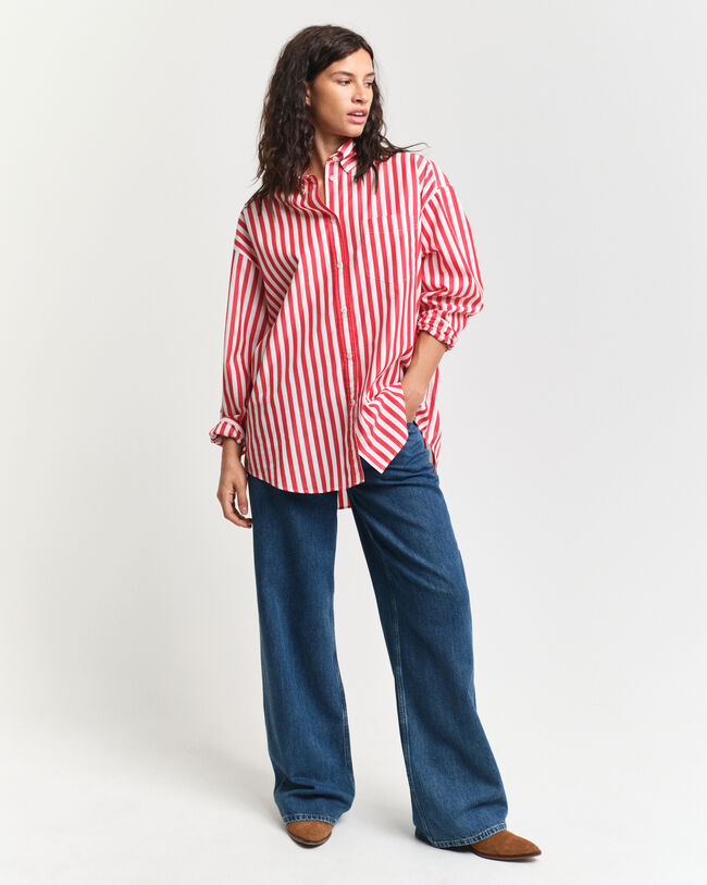 Oversized Classic gestreept overhemd van poplin