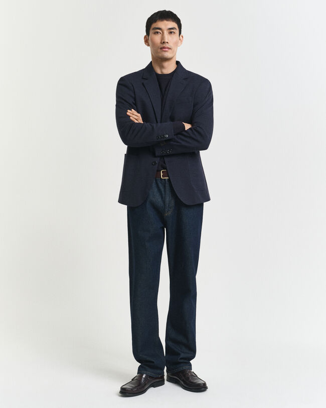 Tweekleurige Slim Fit jersey piqué blazer