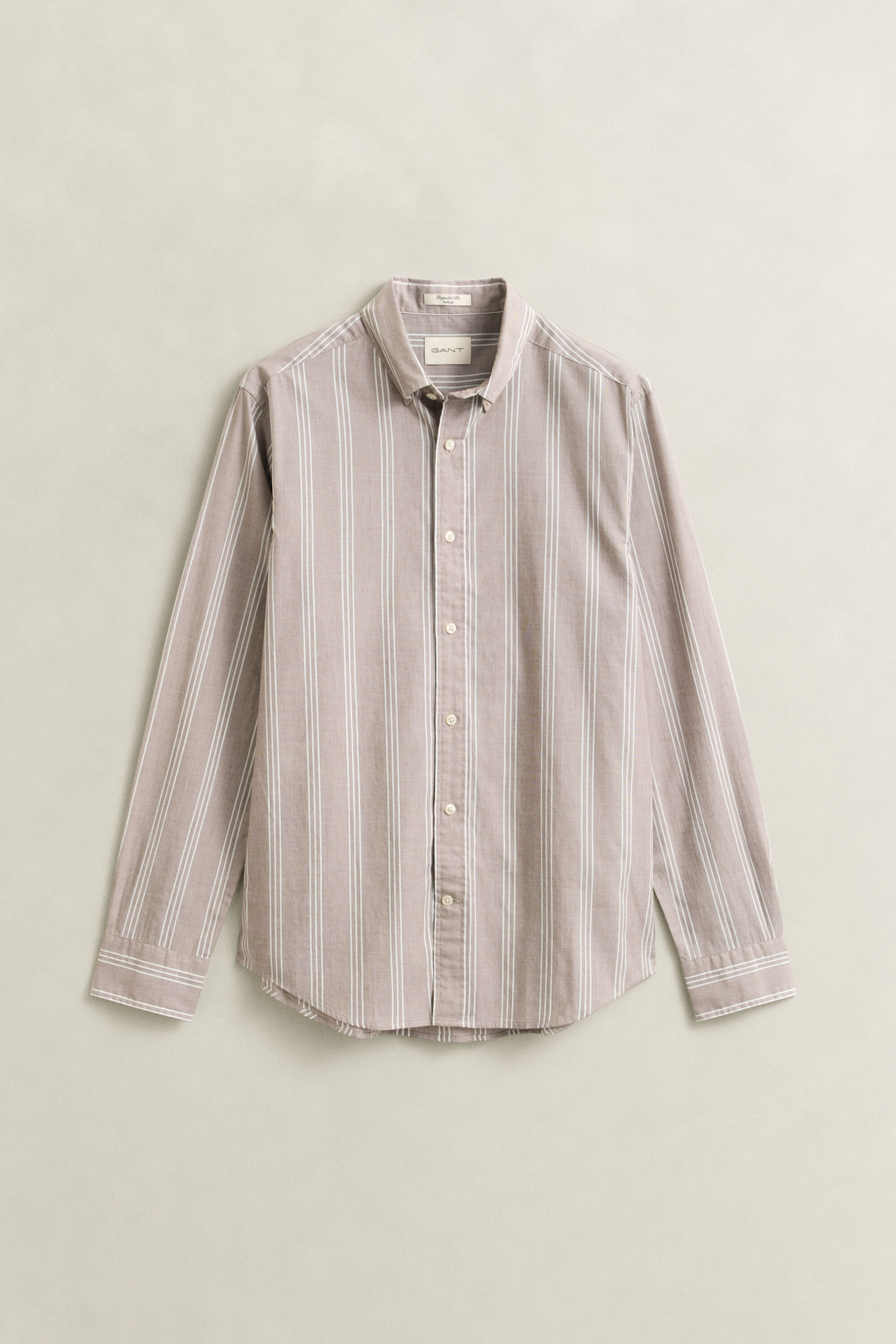 Regular Fit fil-à-fil poplin overhemd met strepen