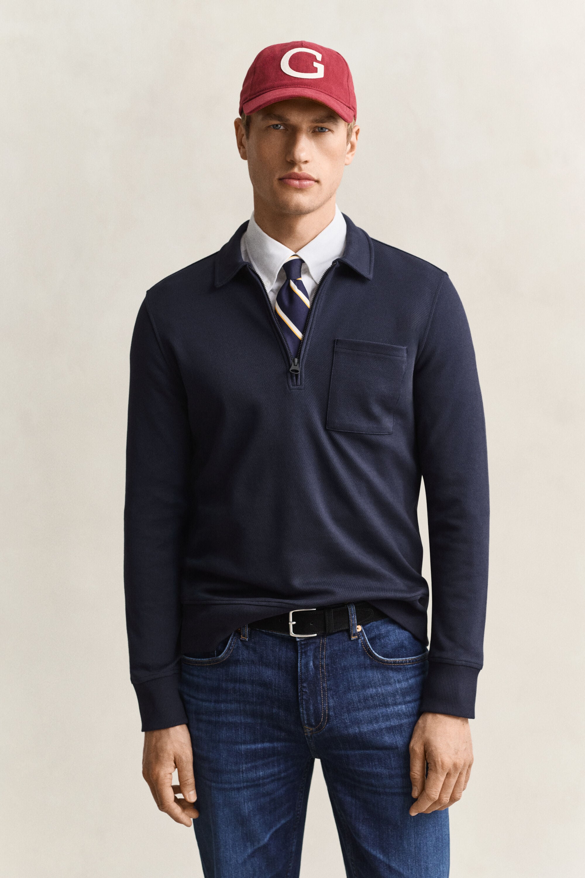 Sweatshirt met korte rits