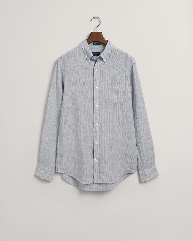 Regular Fit gestreept linnen overhemd