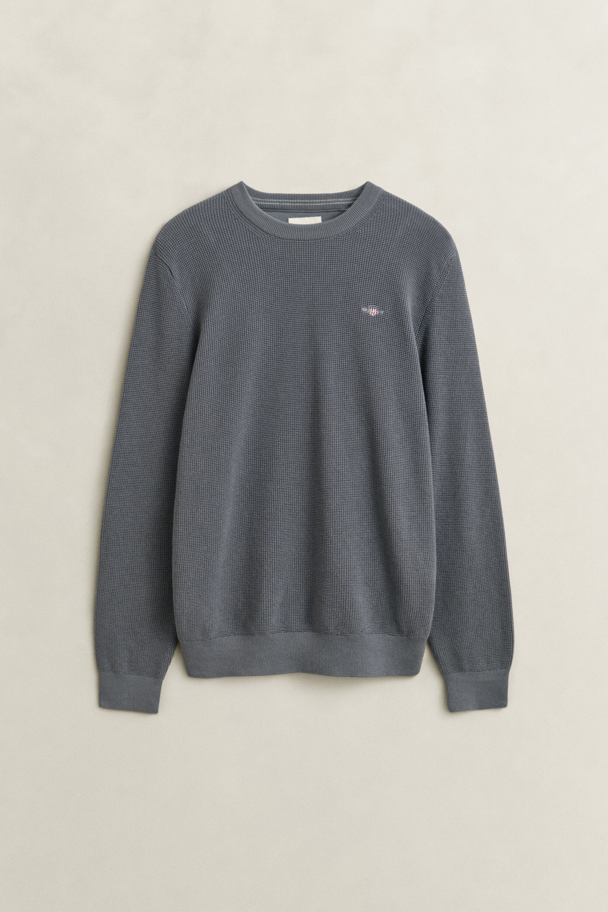 Katoenen Textured sweater met ronde hals
